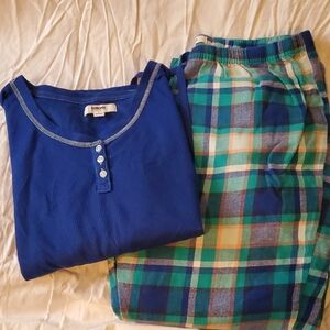 Sonoma Royal Blue Henley and Green Plaid Pajama Set